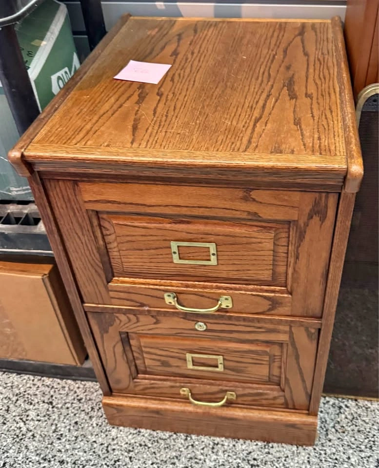 Solid Oak 2-Drawer Filing Cabinet – Hanging File Storage