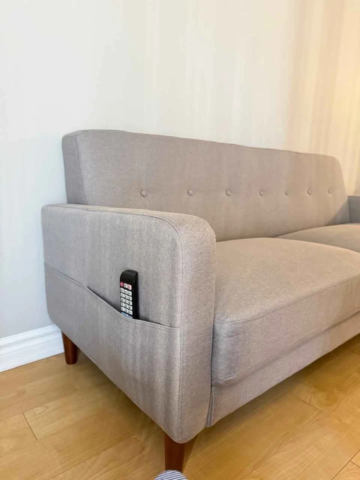 Mid-Century Modern 2-Seater Sofa/Loveseat – Light Grey - photo 2