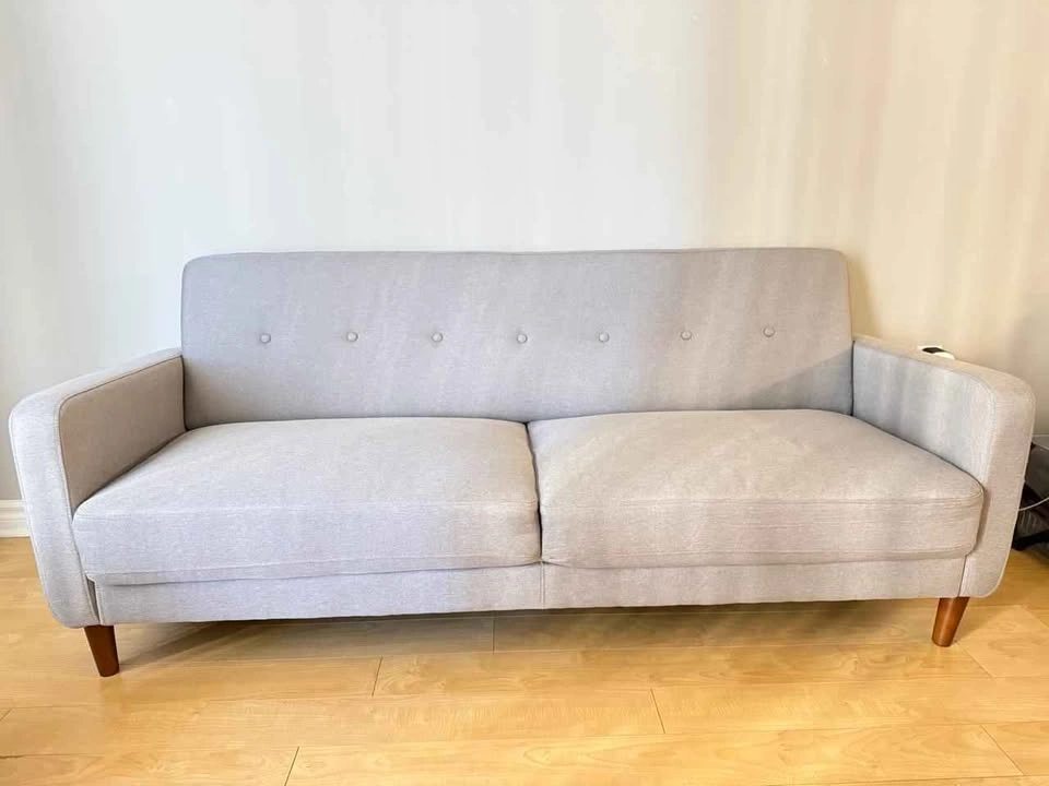 Mid-Century Modern 2-Seater Sofa/Loveseat – Light Grey - photo 3