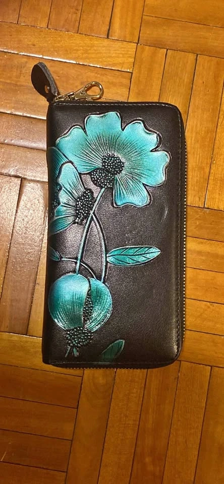 Declutter Floral Embossed Zip-Around Wallet