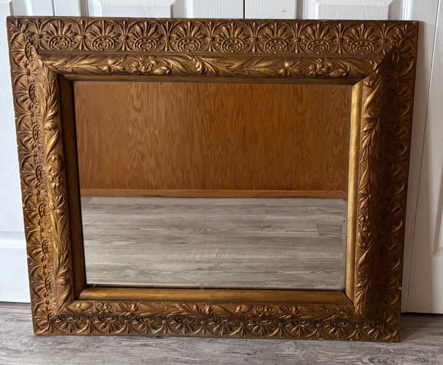 Antique Ornate Gold Wall Mirror wide frame