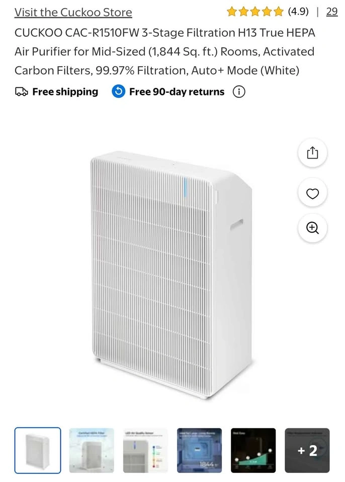 CUCKOO CAC-R1510FW H13 True HEPA Air Purifier - photo 3