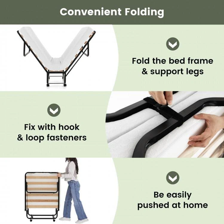 Rollaway Folding Bed with Memory Foam Mattress Made in Italy - photo 2