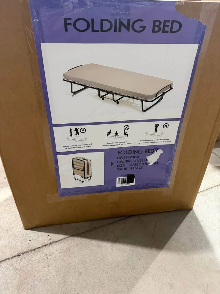 Portable Folding Bed with Foam Mattress and Metal Frame - photo 2