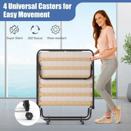 Portable Folding Bed with Foam Mattress and Metal Frame - photo 4