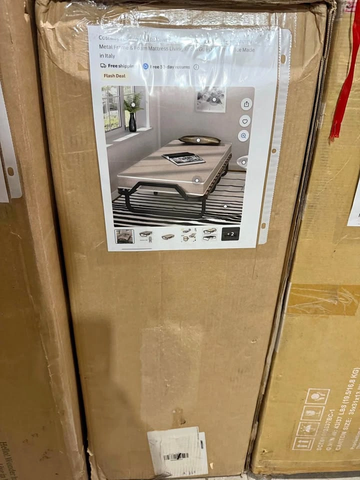 Costway Folding Rollaway Bed with Metal Frame & Foam Mattress