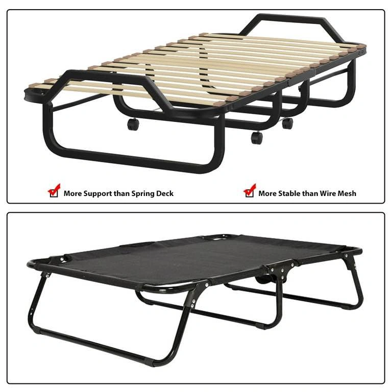 Costway Folding Rollaway Bed with Metal Frame & Foam Mattress - photo 3