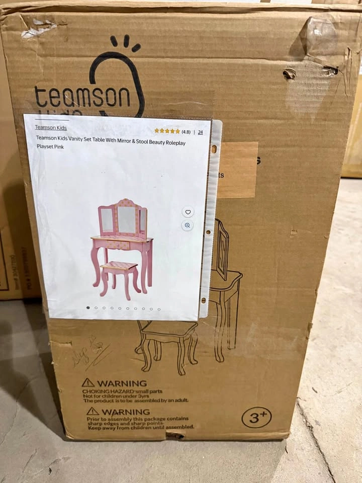 Teamson Kids Vanity Set Table With Mirror & Stool