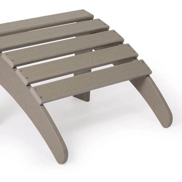 District Weathered Wood Outdoor Plastic Adirondack Chair Ottoman - photo 4