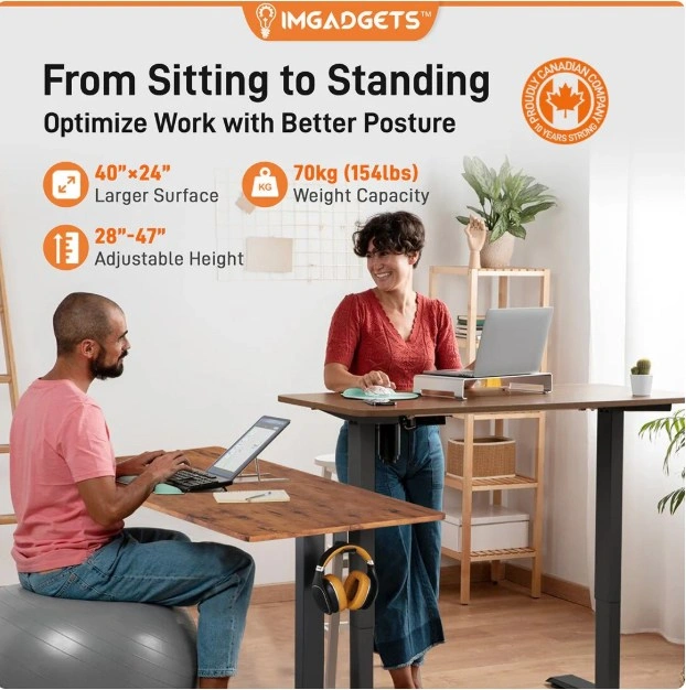 IMGadgets Standing Electric Adjustable Desk, 55" x 24" - Black - photo 3