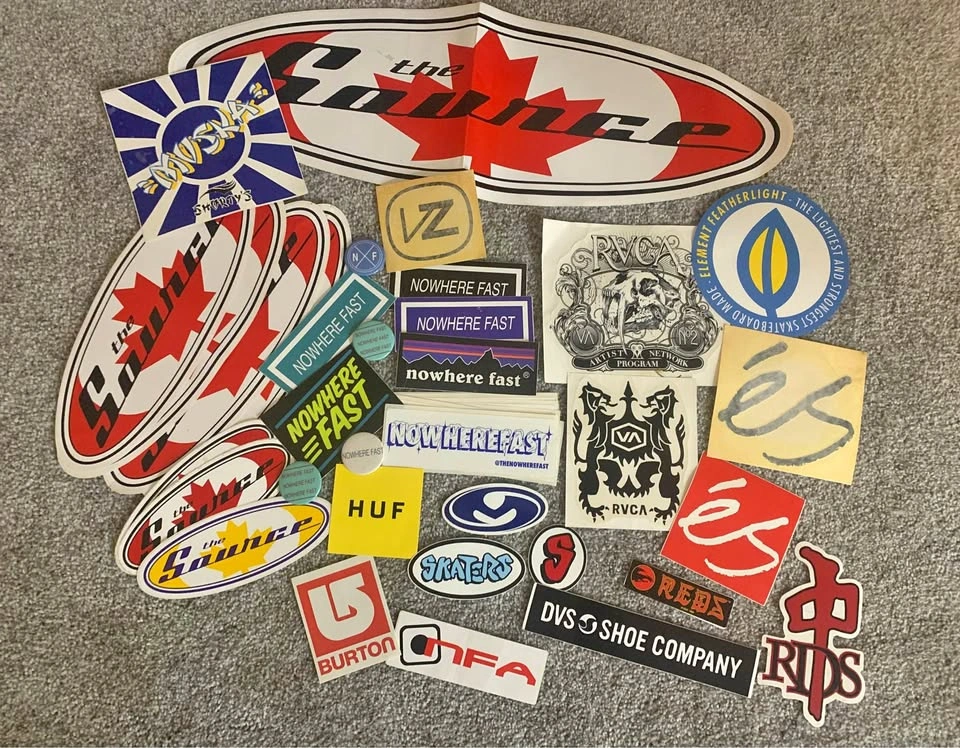 Vintage Skateboard and snowboard Sticker Lot - HUF, RVCA, Elemen
