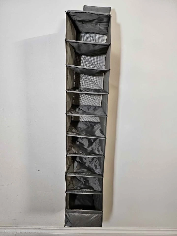 Hanging Shoe & Clothes Organizer for Closet (10 Shelves) – Grey