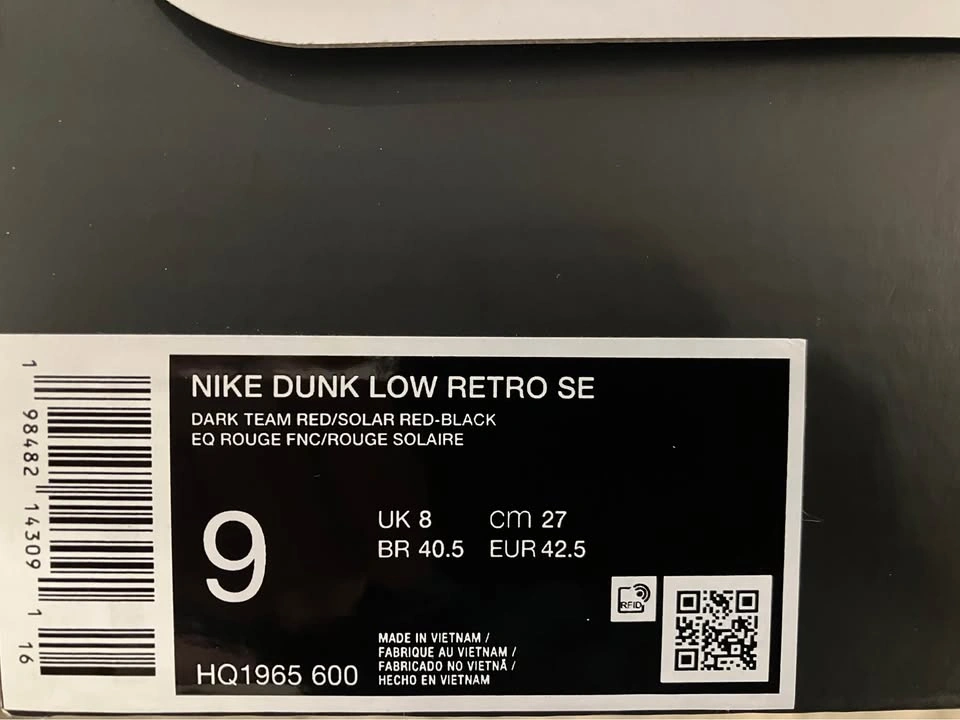Nike Dunk Low Retro SE Dark Team Red/Solar Red-Black - photo 2