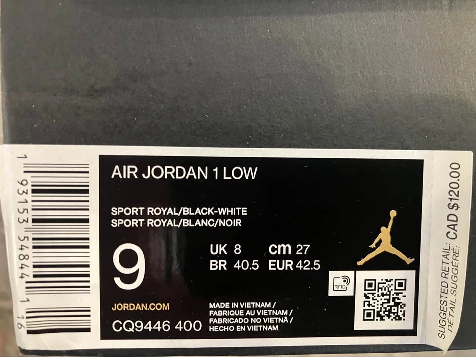 Air Jordan 1 Low Sport Royal Black White size 9 - photo 2