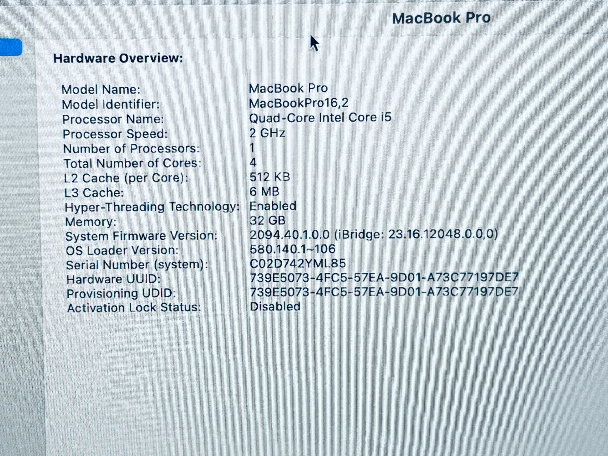 Apple MacBook Pro 13” 2020 TouchBar Core i5 32GB RAM 512GB - photo 5