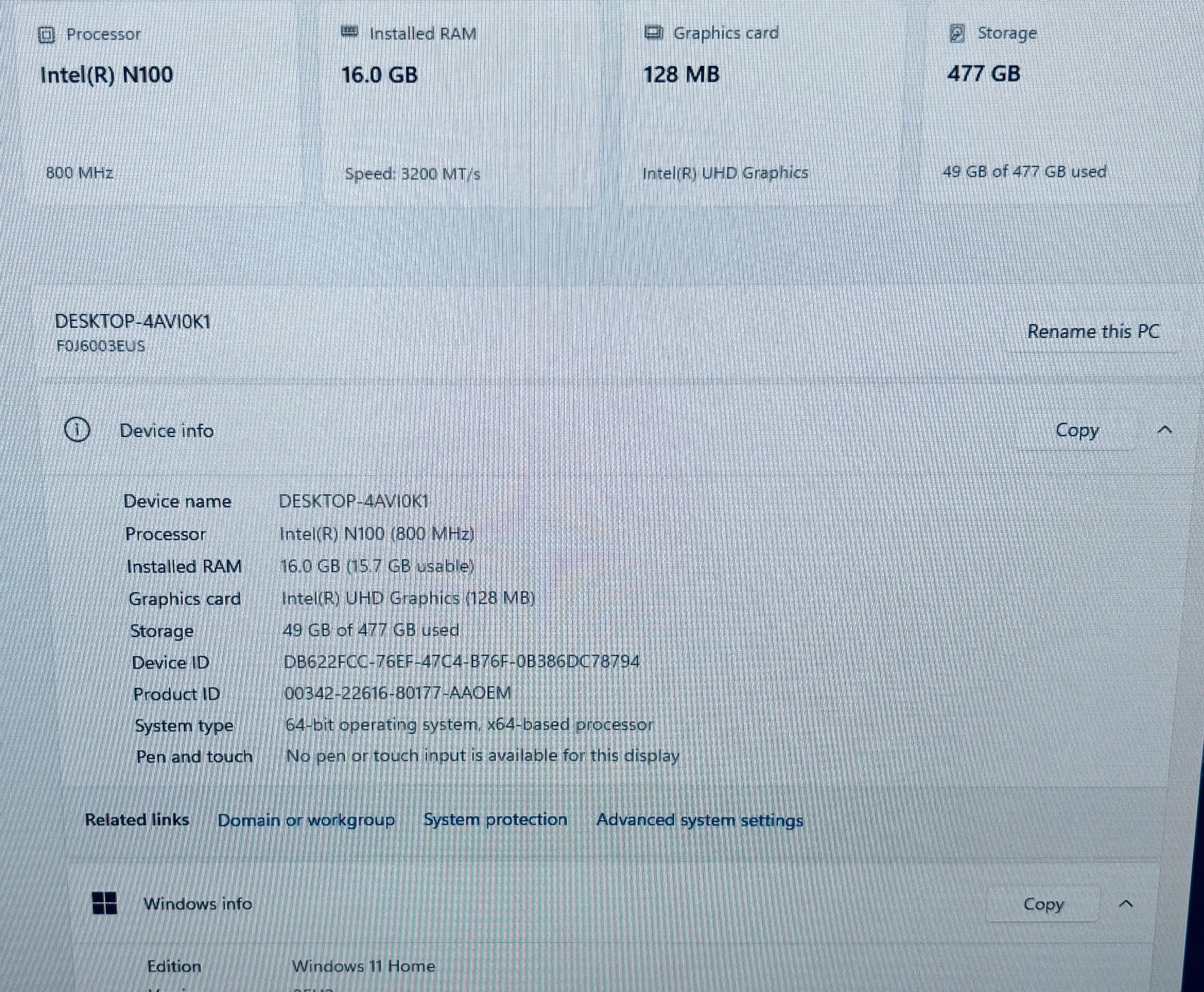 Lenovo F0J6 All-in-One PC Intel N100 16GB RAM 512GB SSD - photo 4