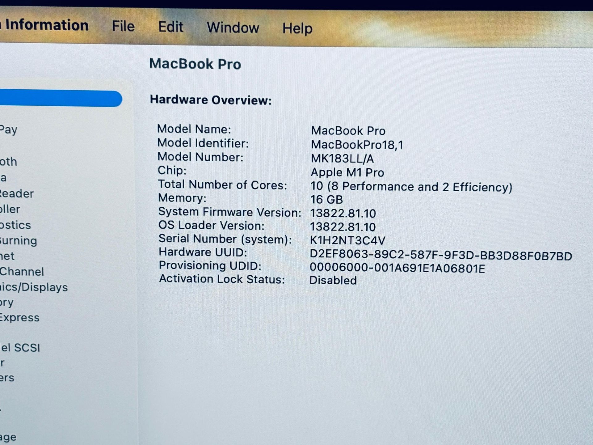 Apple MacBook Pro 16-inch M1 PRO 16GB 512GB Fully Functional - photo 3