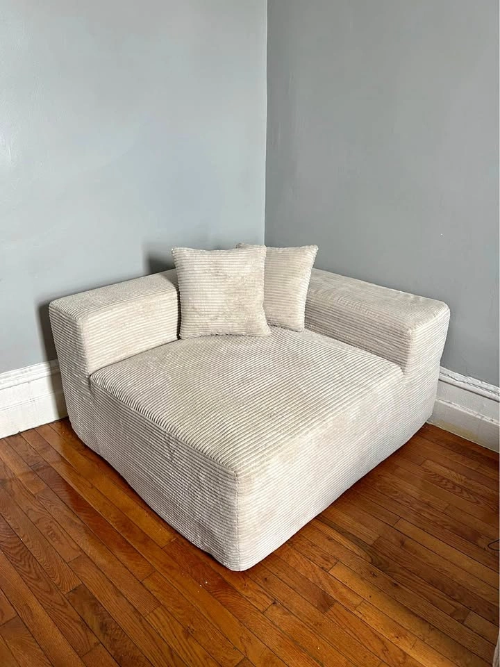 Boneless Oversized Corner Sofa Seat (Greige)