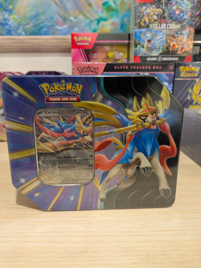 Pokemon S&V Slashing Legends Zacian EX Tin Factory Sealed