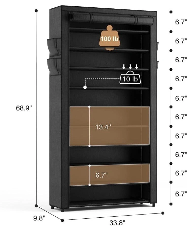 10 Tier Shoe Rack with Cover - photo 5
