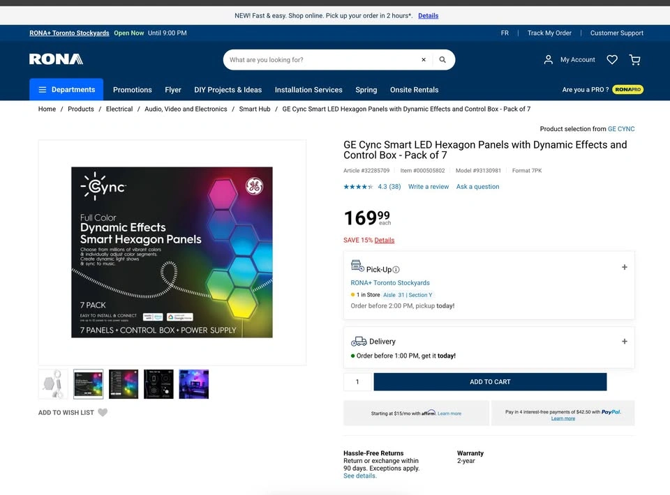 NEW, UNOPENED CYNC Dynamic Effects 7-Tile Smart Hexagon Light - photo 2
