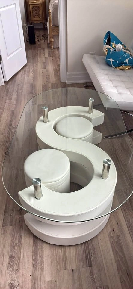 Glass white table