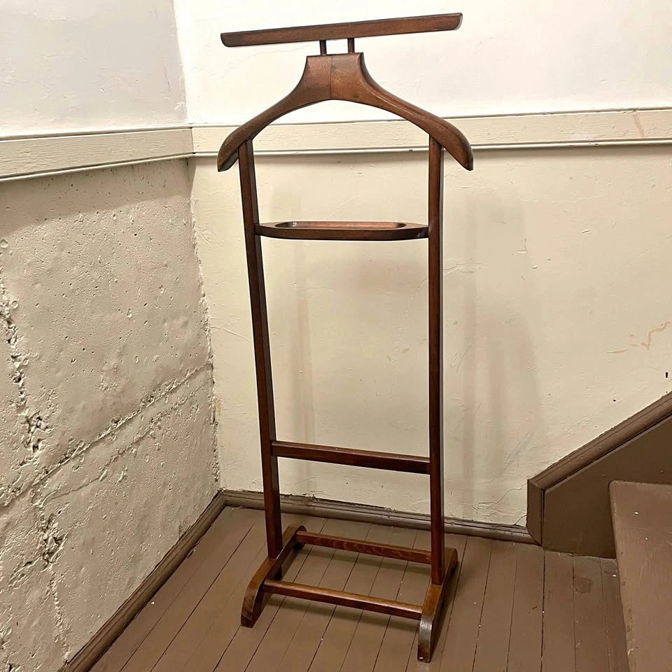 VTG Mid-Century Modern Suit Valet Stand w/ Shoe Rack 44”