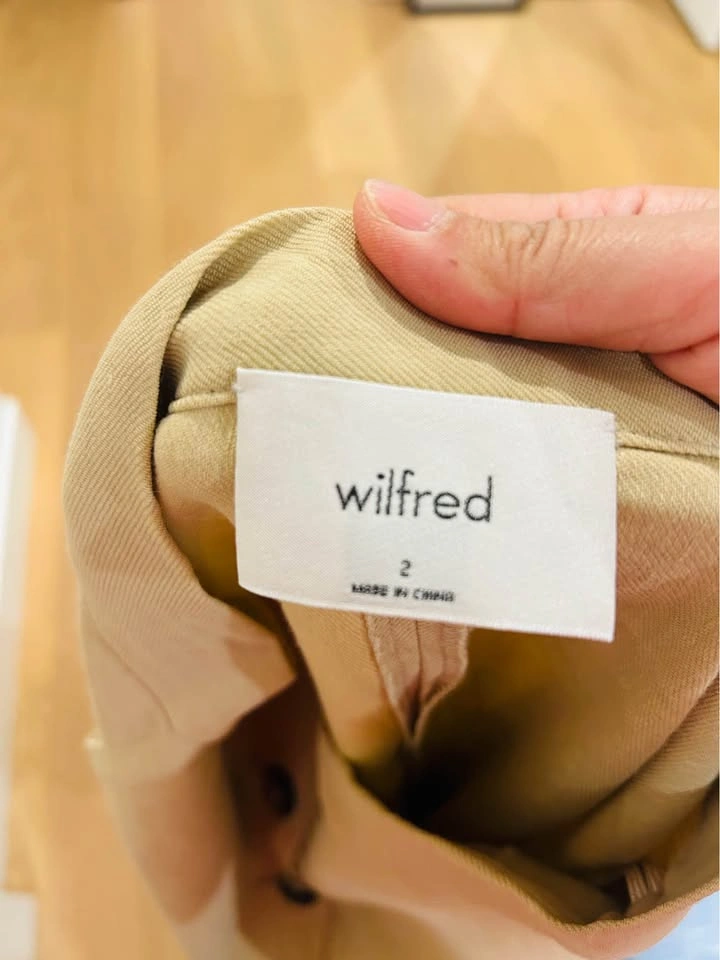 Wilfred Tan Linen Blend Button Front Midi Skirt Size 2 - photo 4