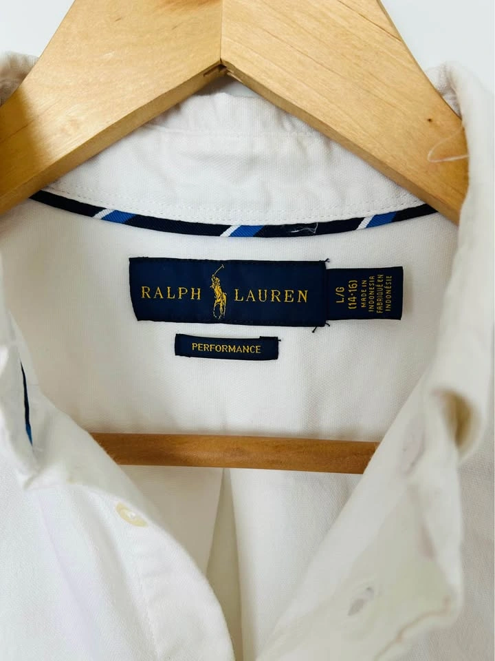 Ralph Lauren Performance White Short Sleeve Button Up Youth L/G - photo 3