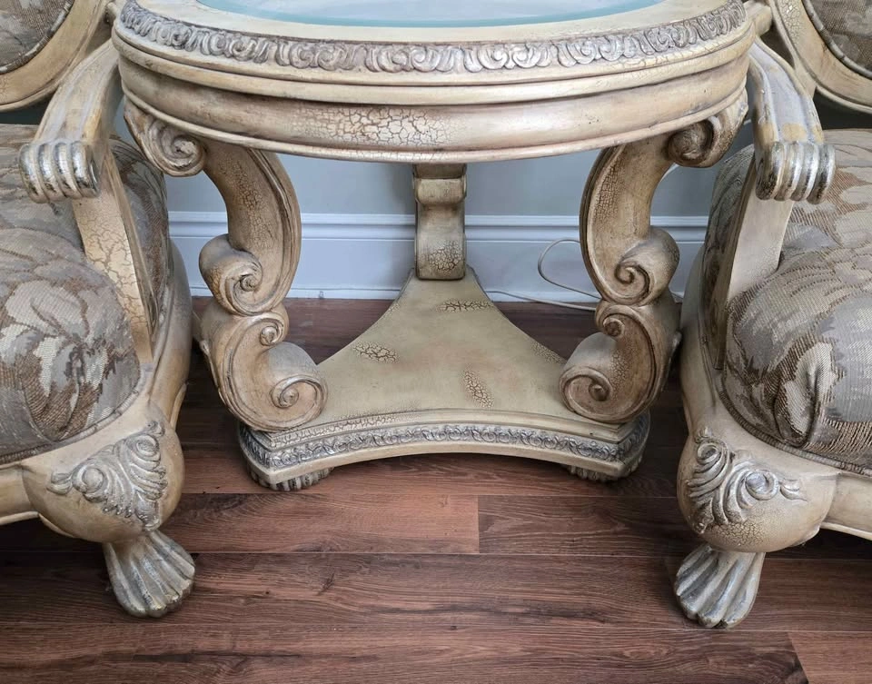 Two Ornate Armchairs and A Side Table Set - photo 5