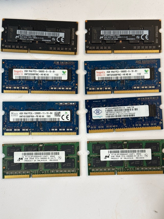 8 pcs DDR3 sodimm ram for laptops