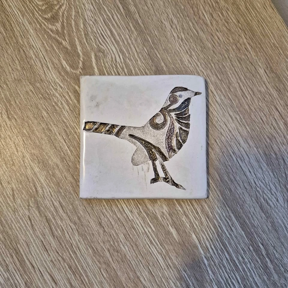 One of a Kind, Handmade Ceramic Wall Tile of a Bird