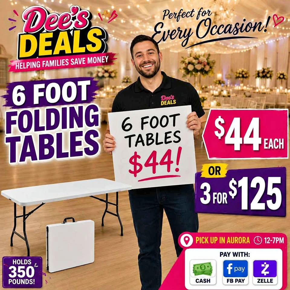 6 foot folding tables BRAND NEW IN BOX ONLY $44
