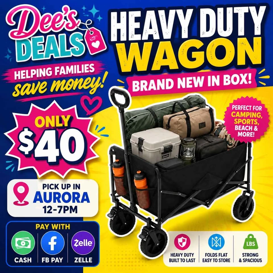 Heavy Duty Large Folding Wagon BRAND NEW IN BOX ONLY $40 - photo 2