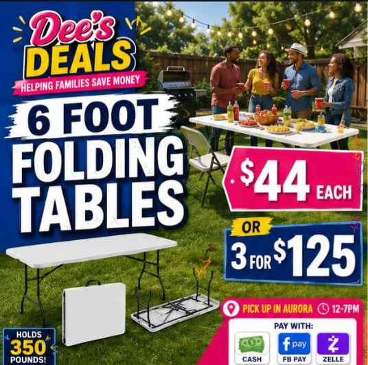 6 foot folding tables BRAND NEW IN BOX ONLY $44 - photo 2