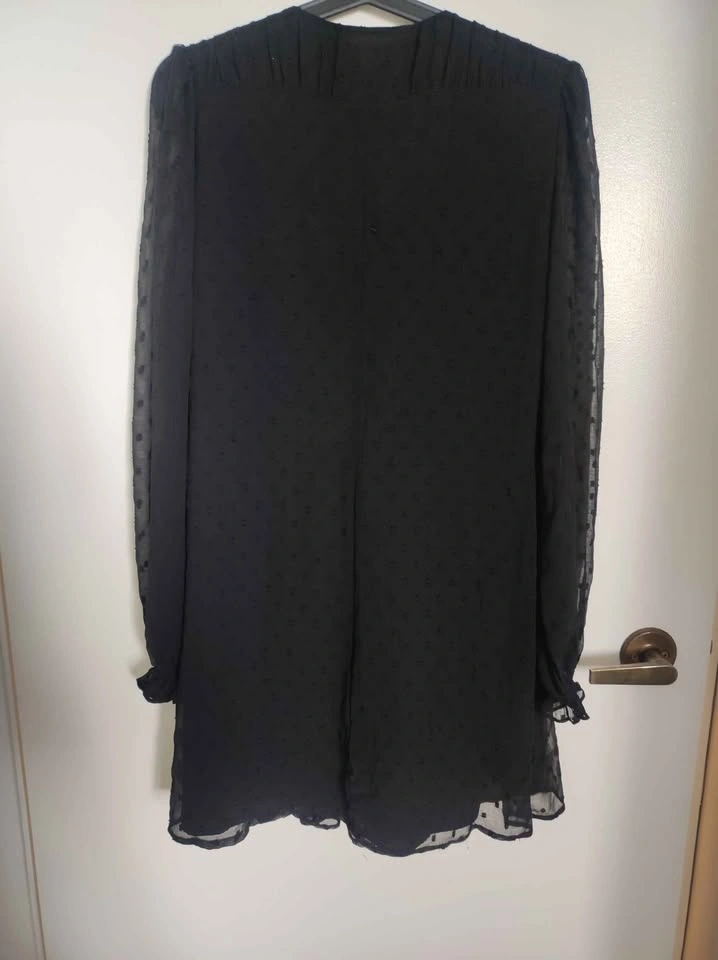 Zara black plumetis pleated mini dress - photo 2