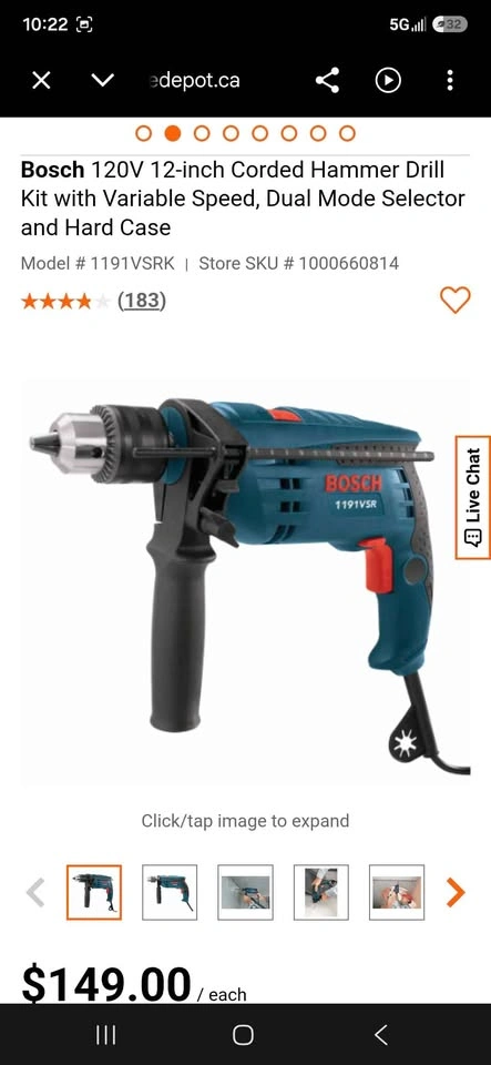 Bosch 120V 12-inch Corded Hammer Drill Kit - photo 2