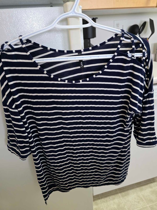 Lois Striped Cold Shoulder Top