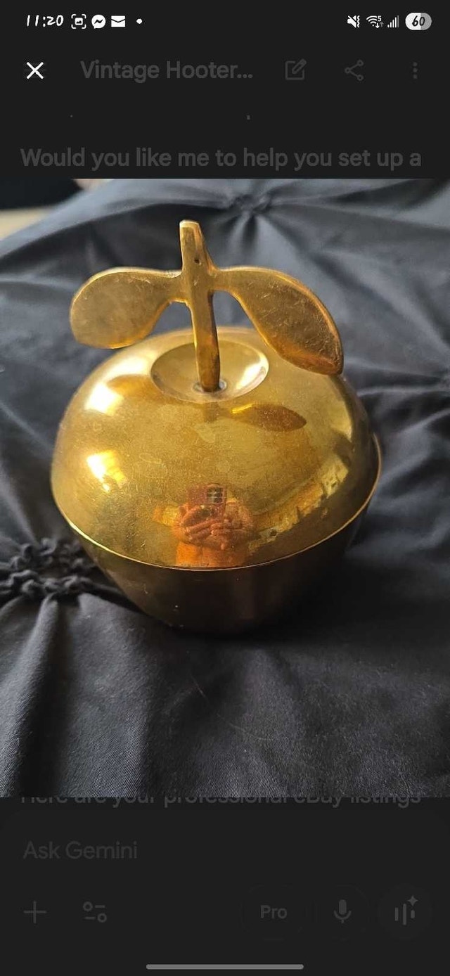 Vintage Brass Apple Trinket Box