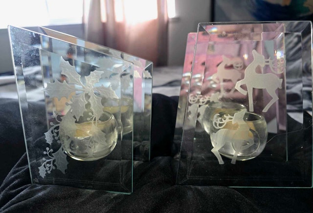 Glass Christmas Candle Holders