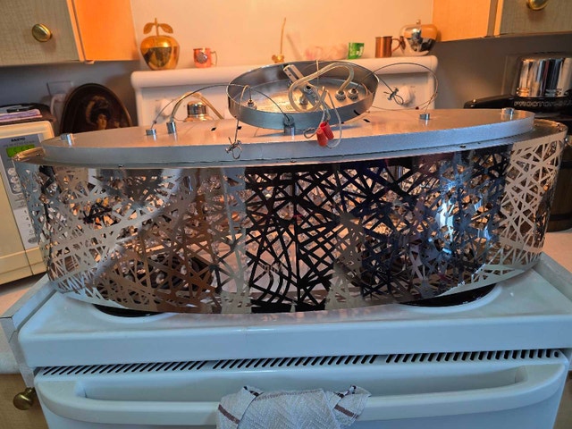 Hard-to-Find Modern Chrome & Crystal Oval Chandelier