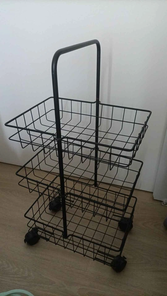 3-Tier Black Metal Wire Rolling Basket Cart ⚽ - photo 2