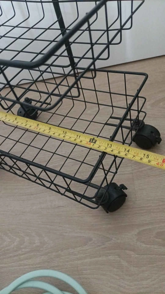 3-Tier Black Metal Wire Rolling Basket Cart ⚽ - photo 3