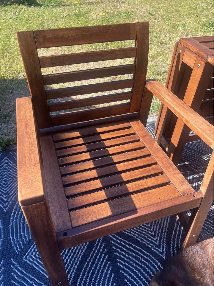 IKEA Acacia Outdoor Armchairs + Gateleg Table – Newly Sanded & S - photo 3