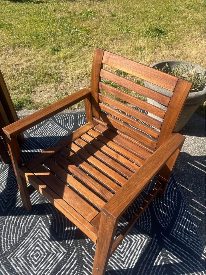 IKEA Acacia Outdoor Armchairs + Gateleg Table – Newly Sanded & S - photo 4
