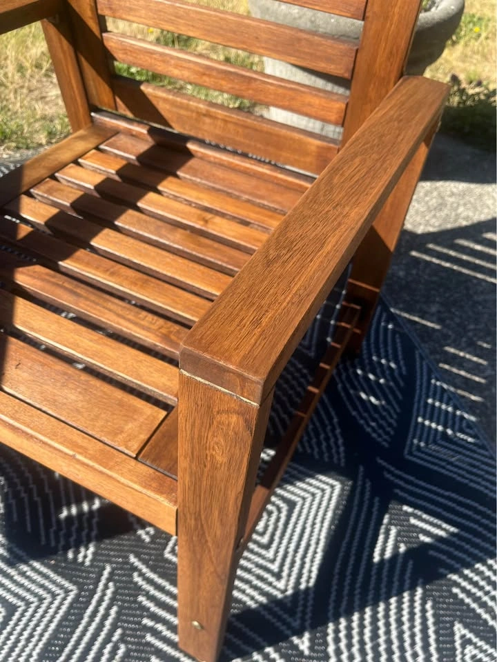 IKEA Acacia Outdoor Armchairs + Gateleg Table – Newly Sanded & S - photo 5
