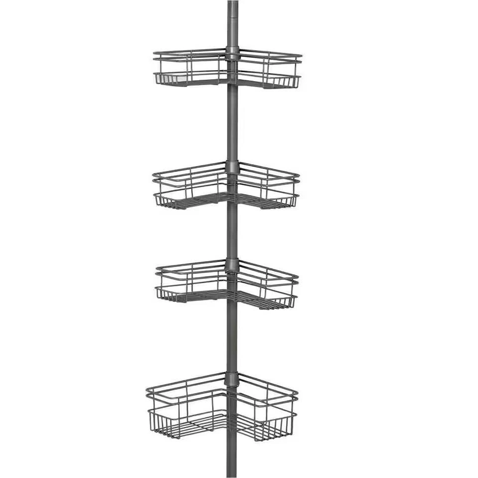 New Tension Pole Corner Shower Caddy in Satin Nickel