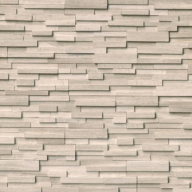 New Box of 5, 6”x24” White Oak 3d Stacked Stone Wall tiles