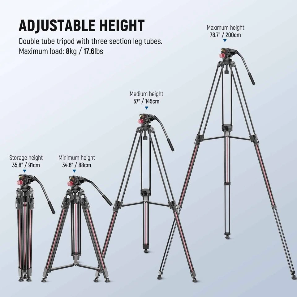 NEEWER LL38 79" Camera Tripod Quick Release with Fluid Head - photo 2