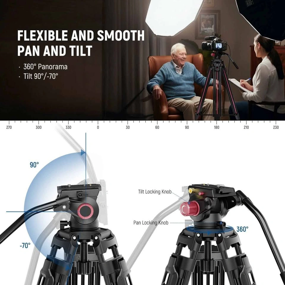 NEEWER LL38 79" Camera Tripod Quick Release with Fluid Head - photo 4